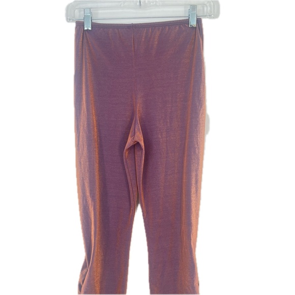 Vintage 80's Ruched Leg Iridescent Rose Gold/Purple Disco Leggings Size XS-S* - Picture 6 of 17